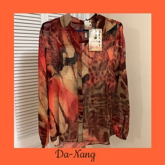 NWT Da-Nang Multicolor 100% Silk Blouse - Picture 9 of 9